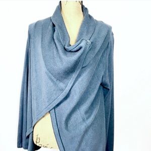 Tom Taylor Wrap Cardigan Blue Knit Casual Sweater L